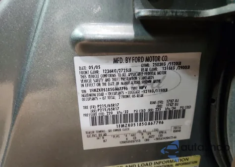 2005 Ford Freestyle Sel from USA, damaged, VIN 1FMZK05185GA67796